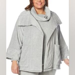 Marla Wynne gray quilted velour kabuki topper jacket 2x/3x